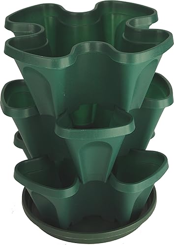 Miniatura 6 de Juego de macetas apilables de 3 niveles para interior y exterior, se riegan solas desde la parte superior a la inferior. Para el jardín o la cocina,