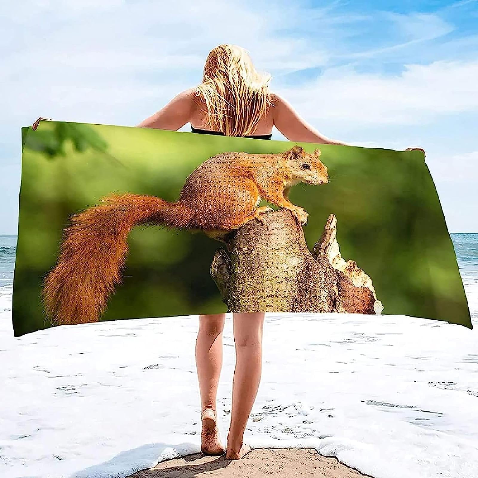 Scoiattolo Telo Mare Grande 150x200, Microfibra Asciugamano da Spiaggia, 3D Teli Mare Scoiattolo, Asciugatura Rapida Antisabbia Adulti Bambini Teli Mare per Nuoto Campeggio Viaggio