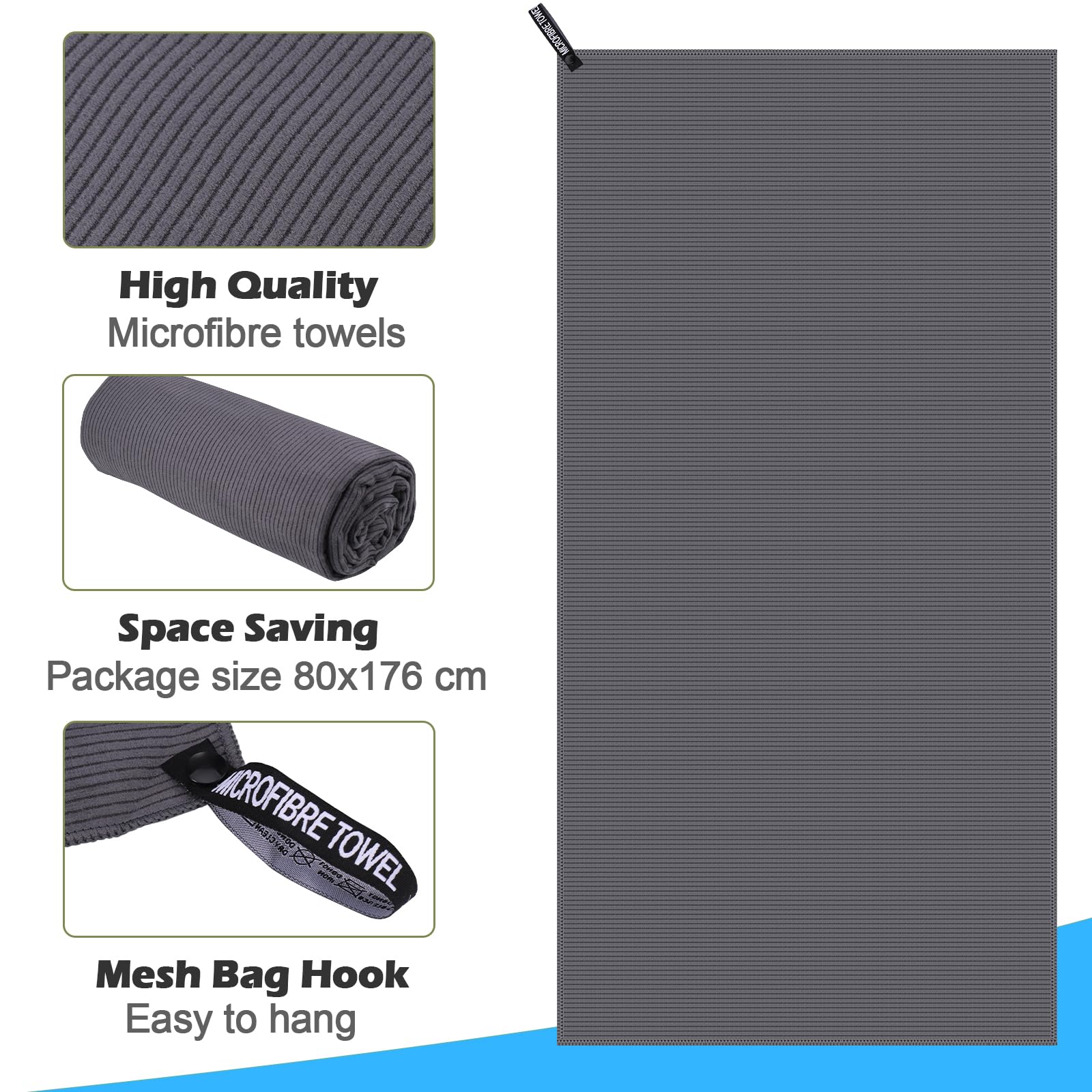 Zodight Serviette Rafraîchissante – Lot De 2 Microfibres 30x90 Cm, Refroidissement Instantané, Protection UV SPF 30