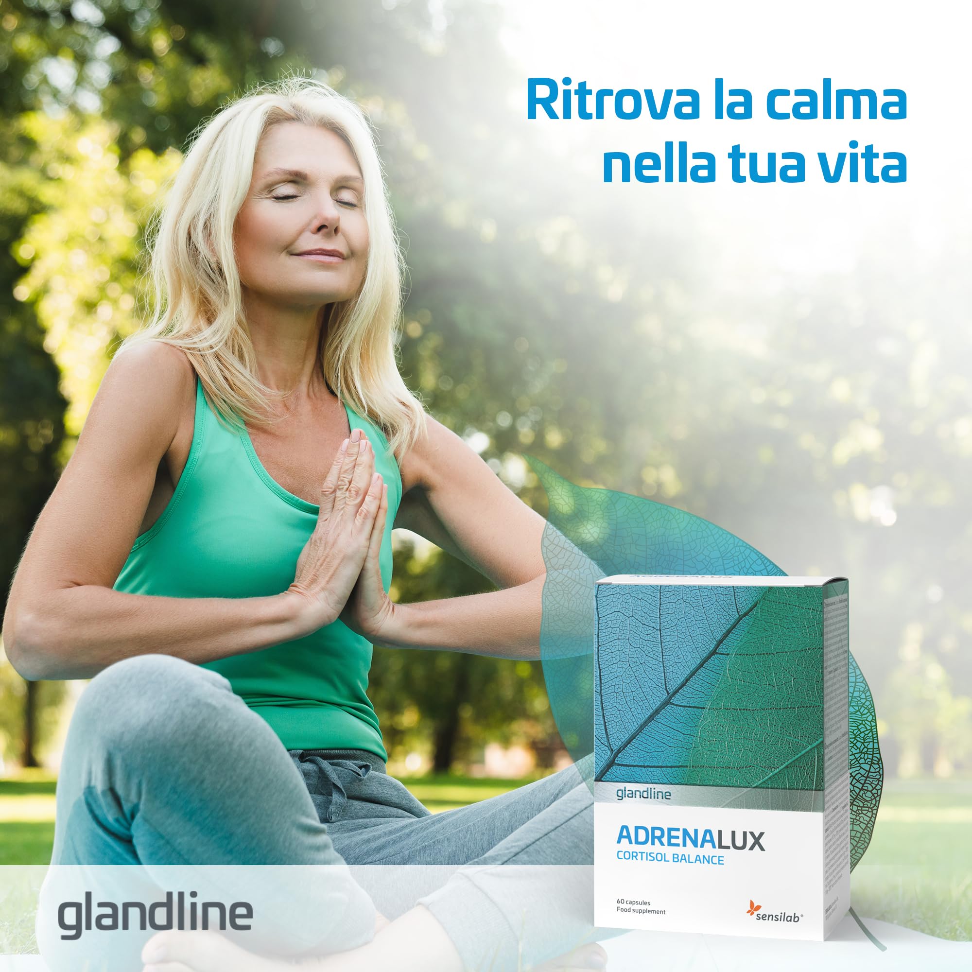 Adrenalux - Integratore Cortisolo con Ashwagandha KSM-66 600 mg e Rhodiola Rosea - Vitamina B5, B6, Magnesio - 120 Capsule - Sensilab
