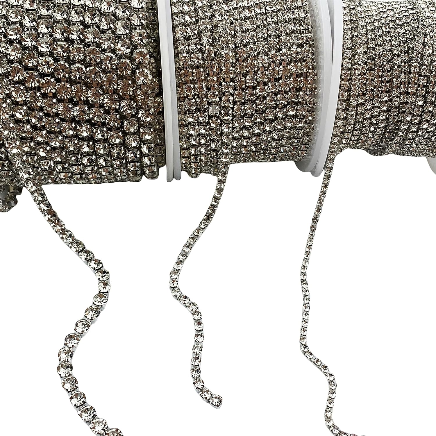 10 Yard Crystal Rhinestone Close Chain Clear Trim Sewing Craft Silver Color (4mm)