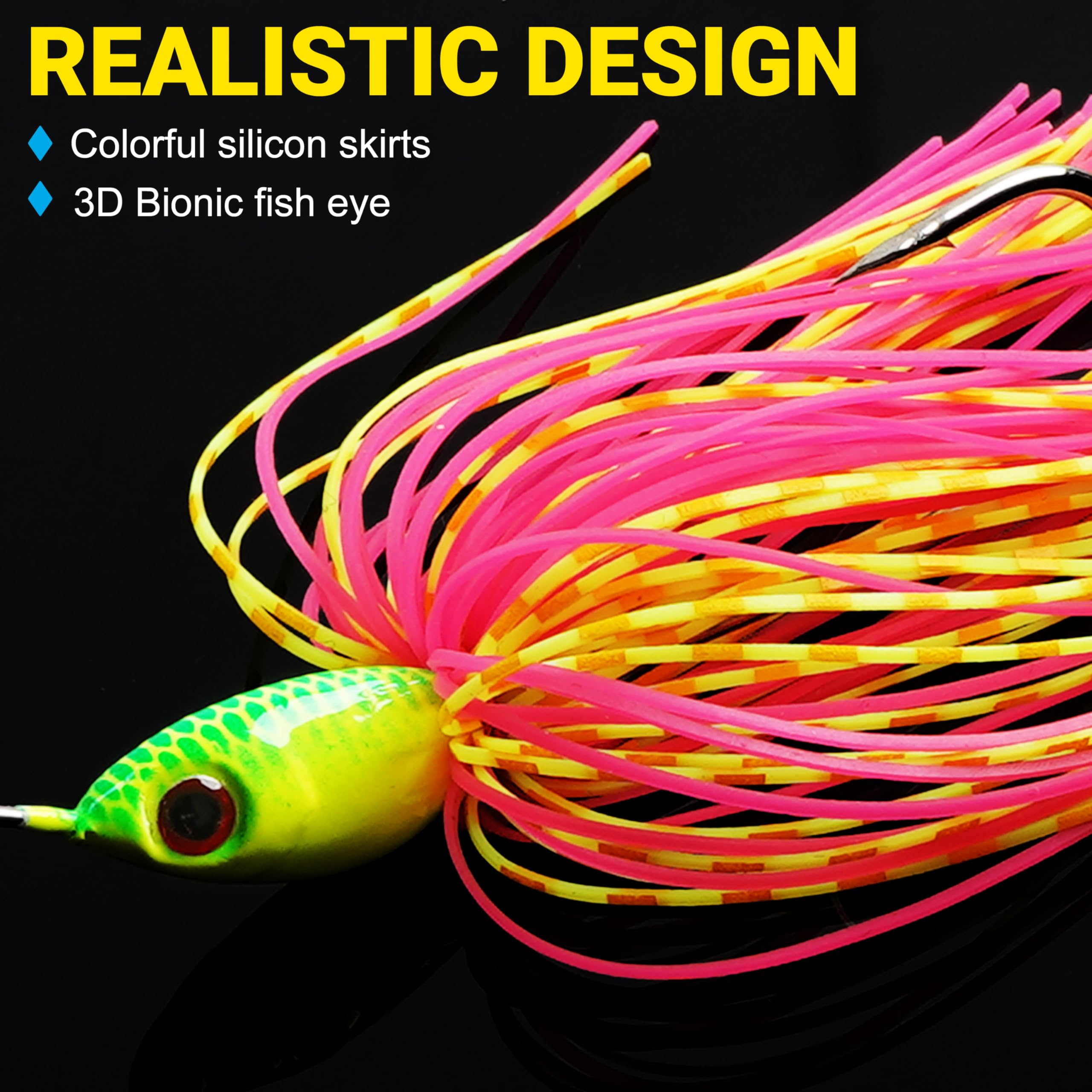 Spinnerbait Kit de leurres de pêche Spinner Bait Bass Leurre de pêche en métal dur Buzz Bait Jig Swimbiat pour truite, saumon, brochet, bar, eau salée et eau douce
