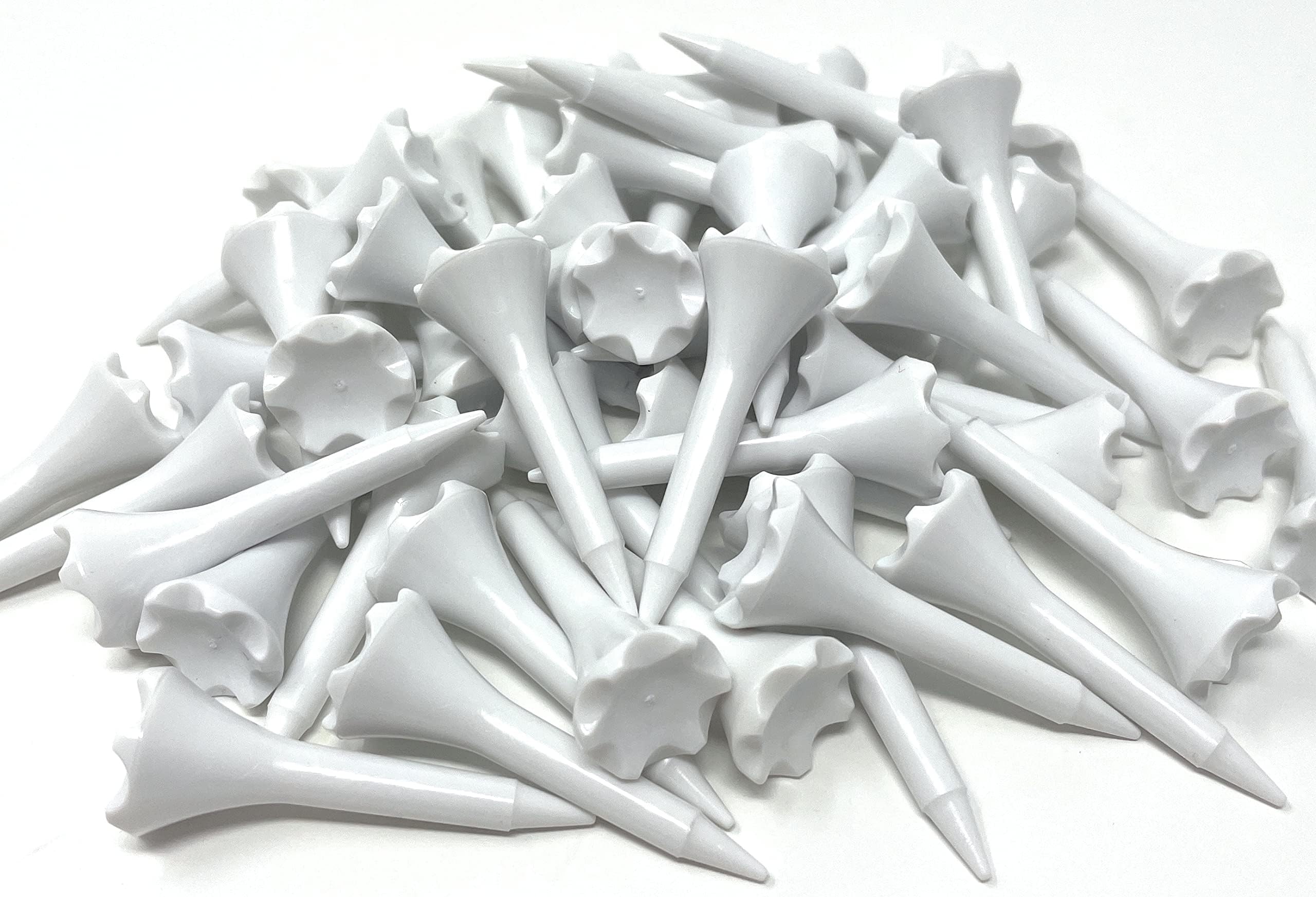 NorthPointe 1 ยฝโ Plastic Golf Tees โ Short Tees for Irons, Par Threes, Hybrids, and Driving Range - Pack of 50 or 100 Bulk in High Visibility White Durable Plastic
