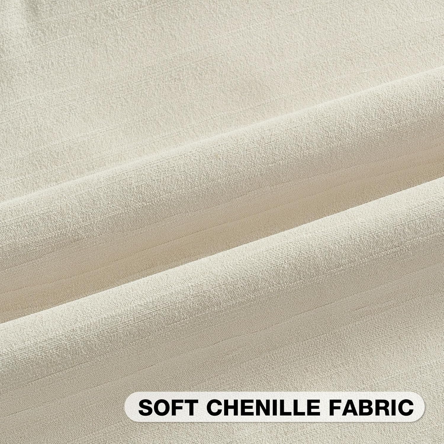 FUTEI Cream Chenille Decorative Throw Pillow Covers 26x26 Inch Set of 2,Soft Crushed Striped Texture Euro Pillow Sham,Modern Home Decor for Couch Bed Living Room