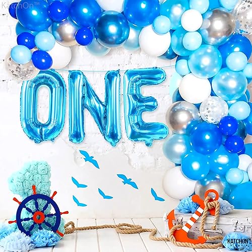 Miniatura 6 de KatchOn Globos Big One - Papel de aluminio azul de 16 pulgadas número uno para decoraciones de primer cumpleaños