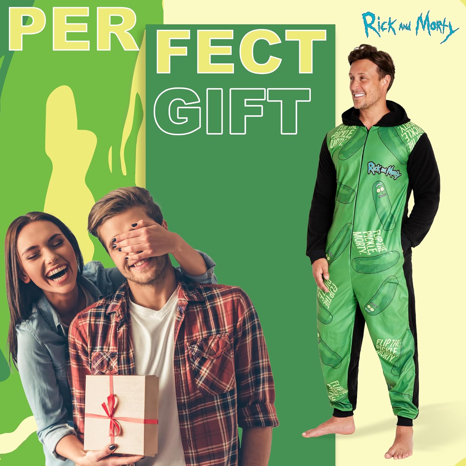 Rick and Morty Adult Hooded Fluffy Fleece Pyjama for Men and Teenagers - Lounge Wear M-3XL - Gifts for Men