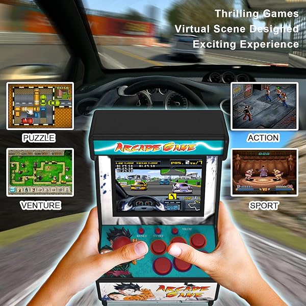 Mini Arcade Retro / Mini Portable Console with 156 Integrated Games/2.8 Inches/16 Bits/Gadget Perfect as a Gift for Children and Adults Games for Years Old Kids/Portable Retrogaming Console - 2