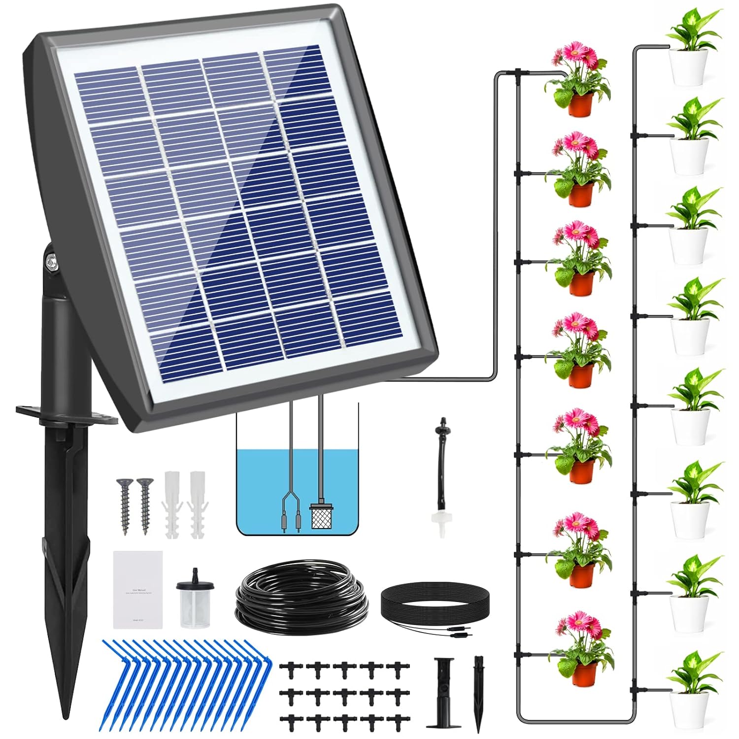 RISINGUP Solar Irrigation System, Plant Watering Devices Solar Powered Automatic