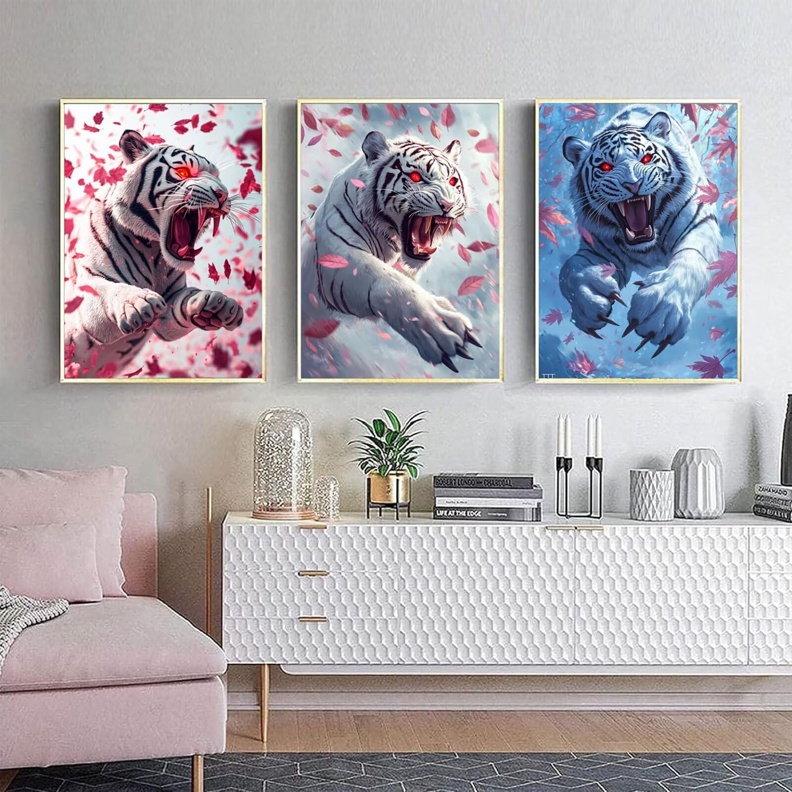 Cnyaunfi 3 Pezzi Animali Pittura Diamante Fai-Da-Te 5D Blu Diamond Painting Kit Completo per Hobby Creativi Adulti, Pittura Diamante Artigianale Per La Decorazione Della Parete Di Casa 60x80cm YF-3369