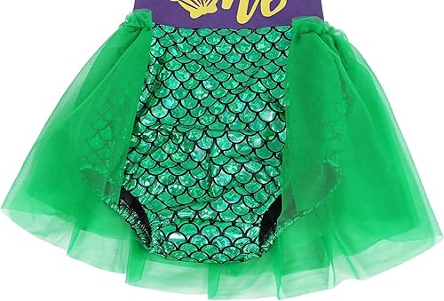 Miniatura 6 de Eledobby Mermaid 1st Birthday Outfit for Baby Girls Halloween Costume Infant Mermaids Romper Tutu Dress Party Onesie Clothes