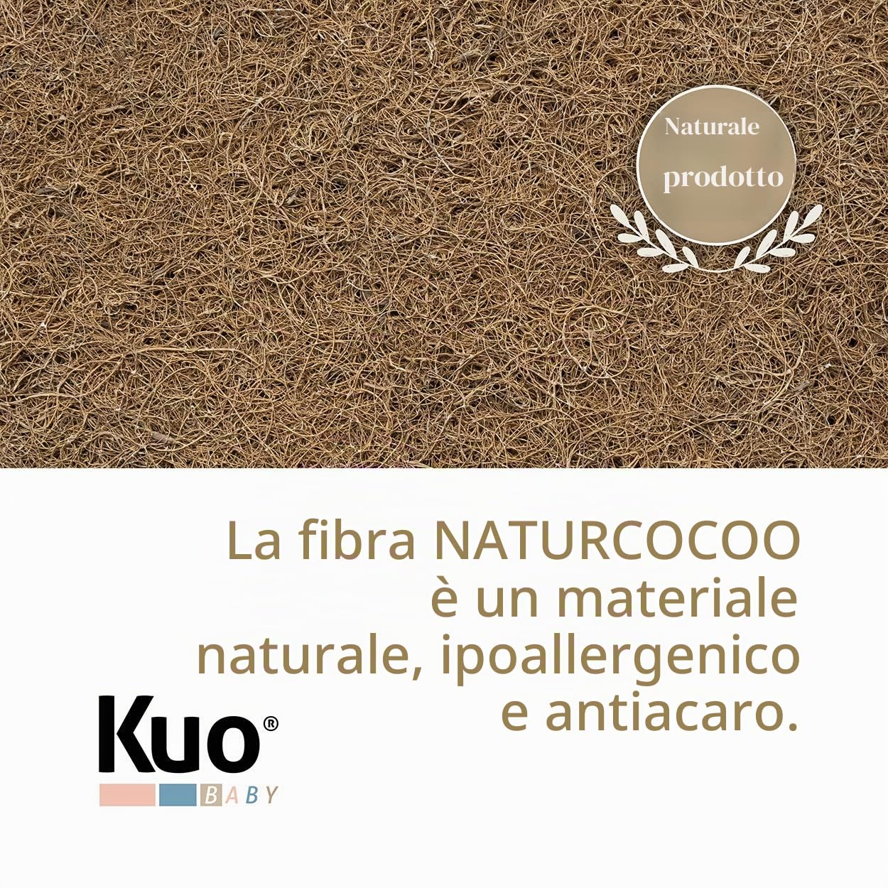 KUO KUOBaby - Materasso per Lettino Mowgli | Cotone, Fibra di Cocco e Molle Bonnell | 137 x 67 cm