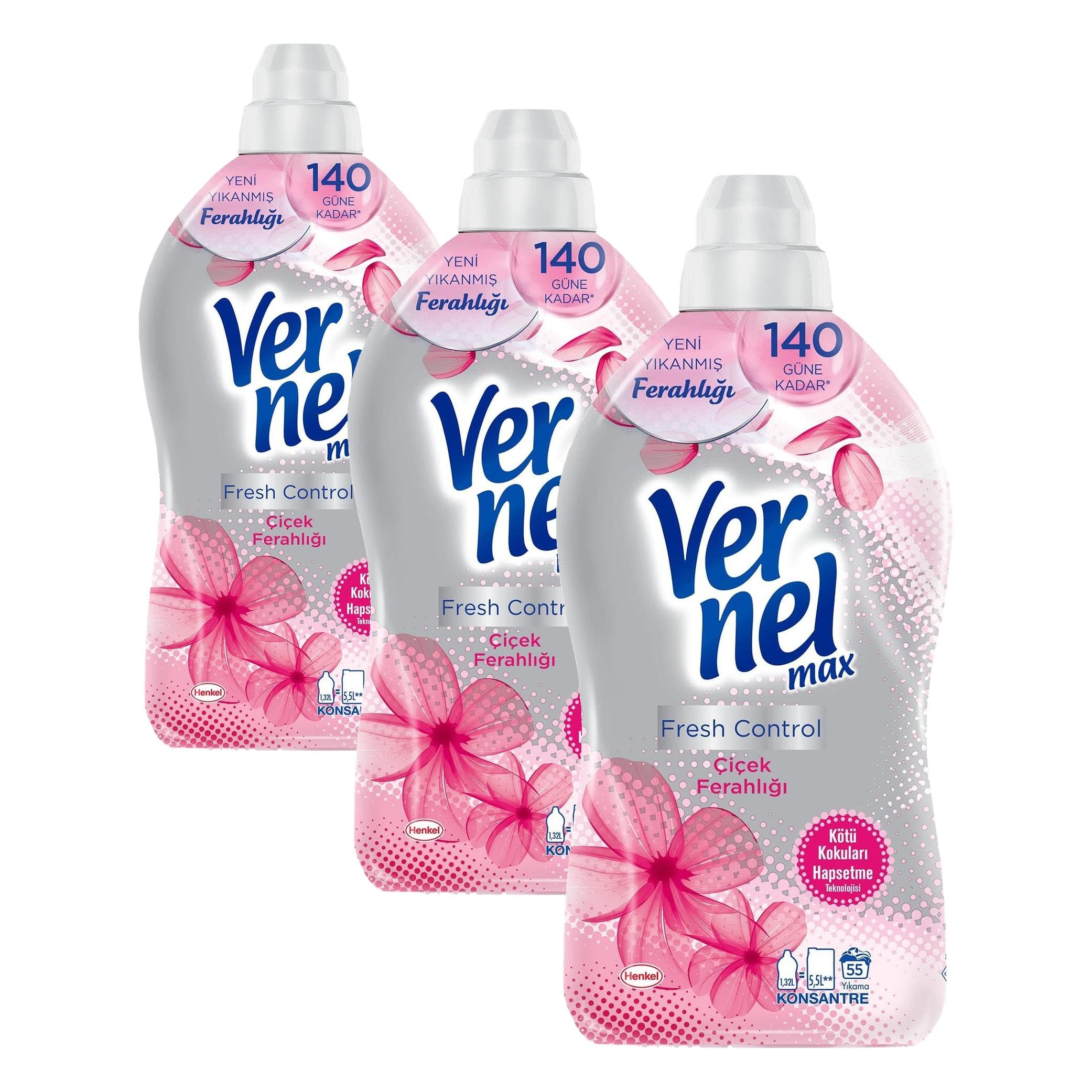 Vernel Max Konsantre Çamaşır Yumuşatıcısı 1320 ml 55 Yıkama Çiçek Ferahlığı (3 paketi)
