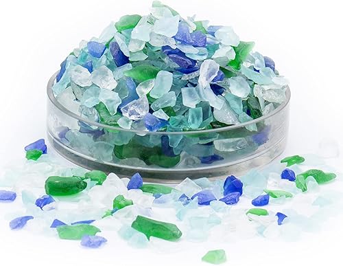 Miniatura 2 de CYS EXCEL Vidrio marino esmerilado de mezcla transparente azul y verde (4 libras, aproximadamente 6 tazas)  Múltiples opciones de color  Relleno de