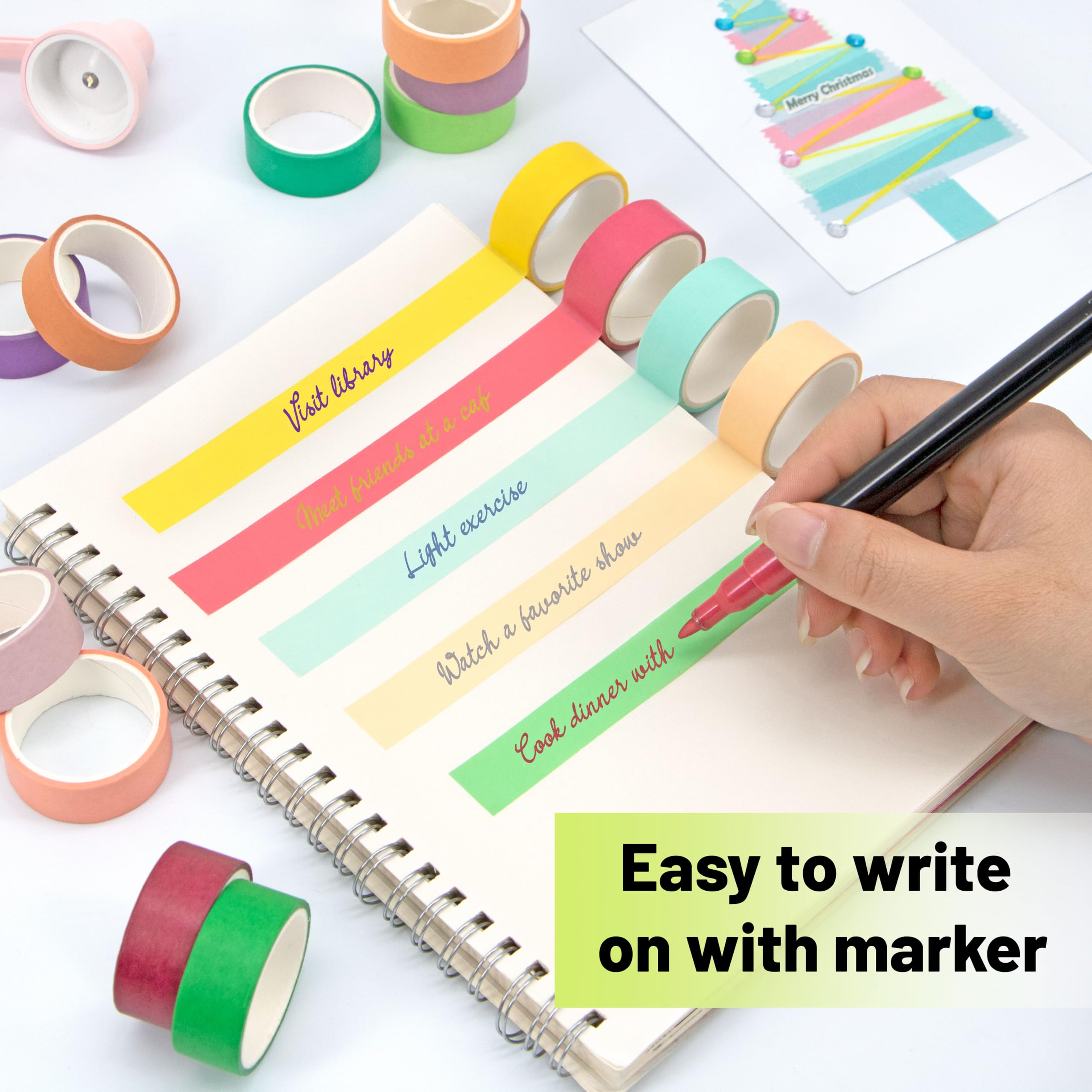 WAPETASHI Set di 30 rotoli di nastro washi, nastro decorativo, nastro colorato, nastro per scrapbooking, nastro per scrapbooking, diario, nastro washy, washy-tape