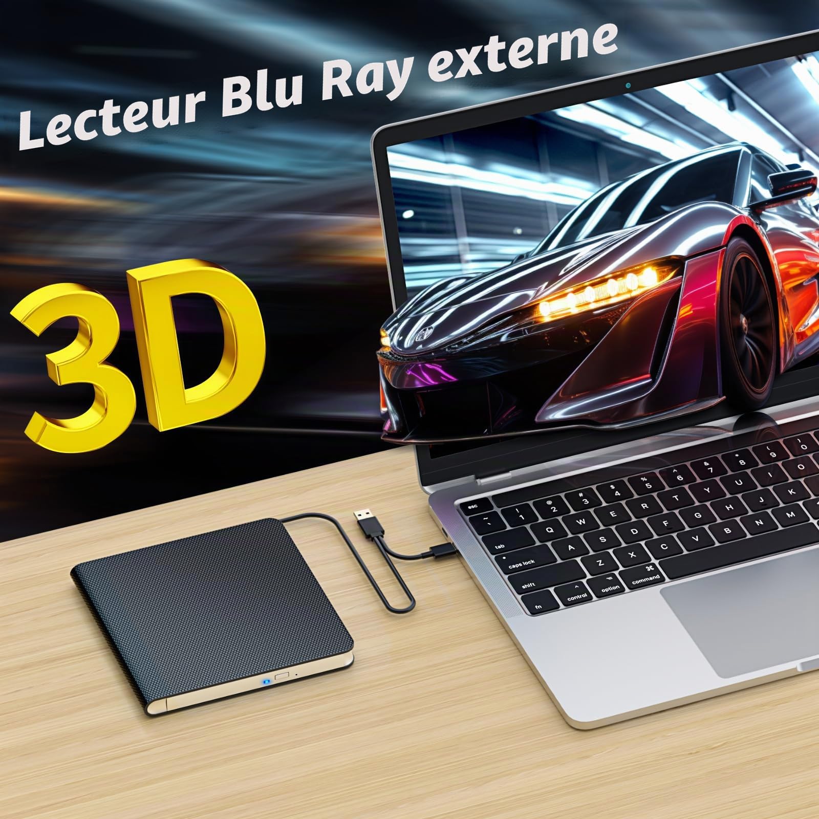 Lecteur Blu - Ray Externe Lecteur Blu - Ray Lecteur DVD/BD Lecture/écriture Lecteur Blu - Ray Portable USB 3.0 et Type - C DVD Burner Ultra HD Blu - Ray Burner pour Windows 7/8 / 10/11/MacOS