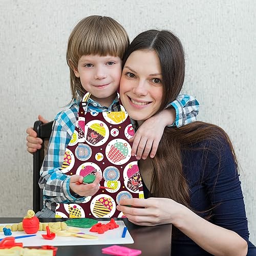 Vista 31 de BeeGreen Delantales de cocina para niños con correa ajustable, con bolsillo frontal para niños pequeños, pintores, artistas horneados negro