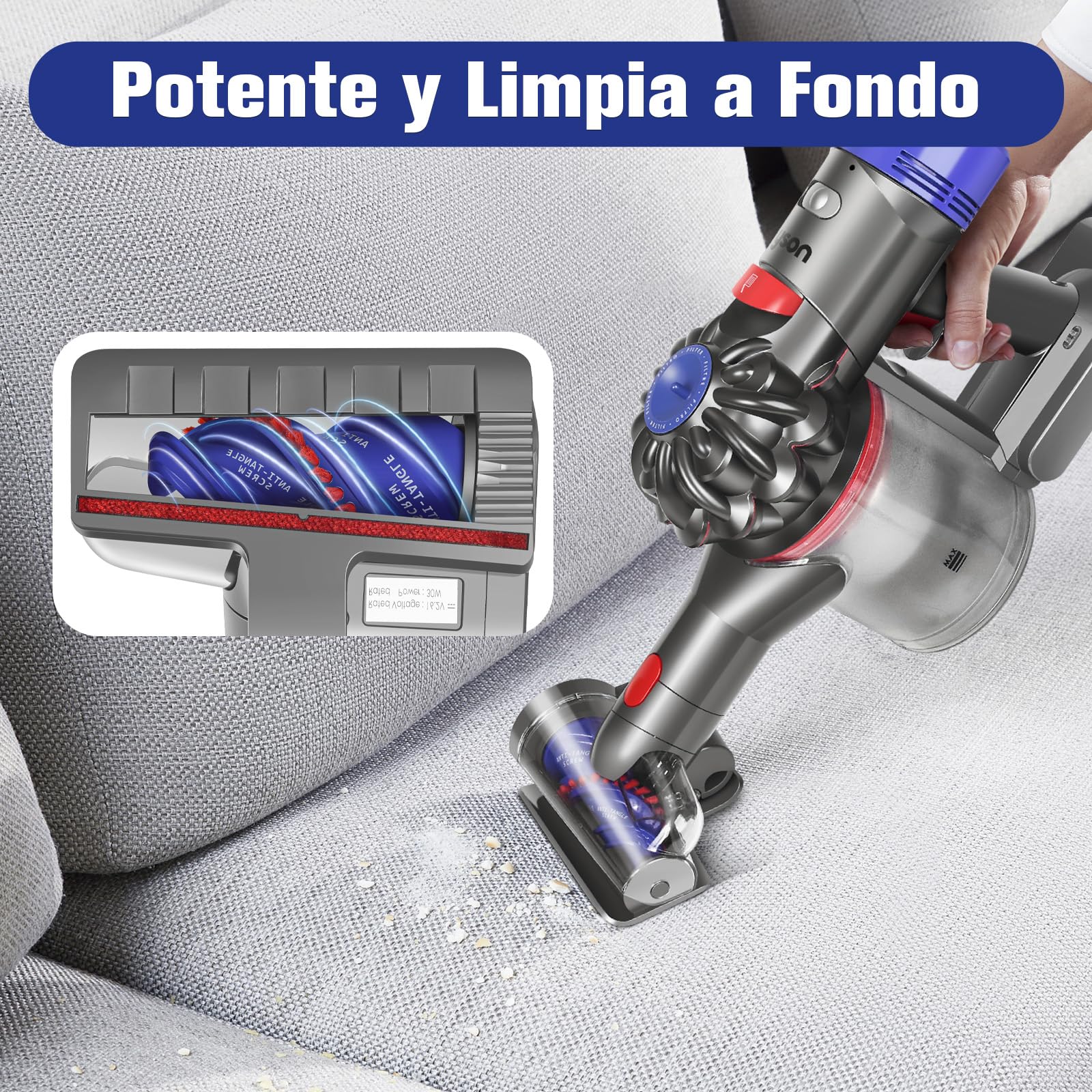Mini Cepillo Motorizado para Dyson V10 V11 V15 V7 V8 Anti Enredos Mini Boquilla Turbina Escoba para Dyson Limpieza Colchones Tapicería Escaleras Automóvel Pelo de Mascota