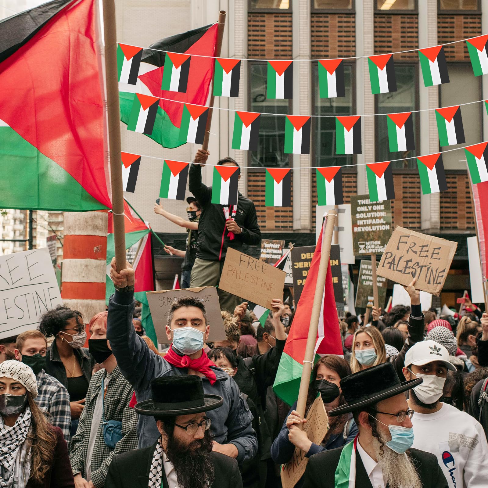 Palästina Flaggenkette - 30 Fahnen Auf 10 Meter Seil Für Dekoration