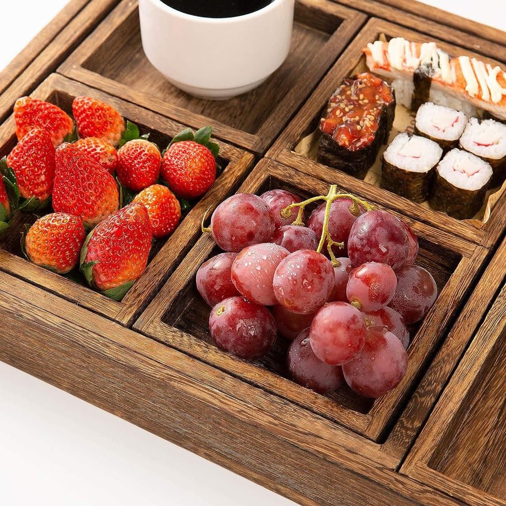 Plateau pour Table Basse Le Plateau Japonais en Bois Massif Convient aux cafés, aux Restaurants de thé ou aux Plateaux à thé aux Fruits en Bois, Planches de charcuterie (A)