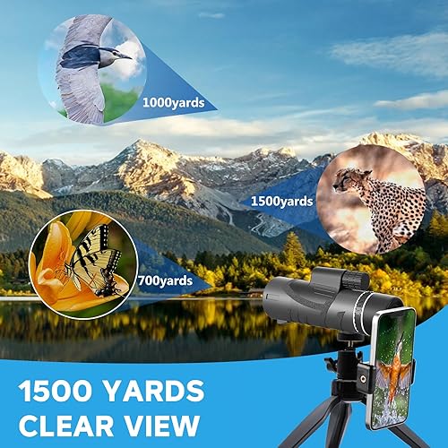 Miniatura 7 de 12x50 Monocular Telescope, Monocular for Adults with Smartphone Holder & Tripod with FMC Lens & BAK4 Prism for Wildlife Bird Watching