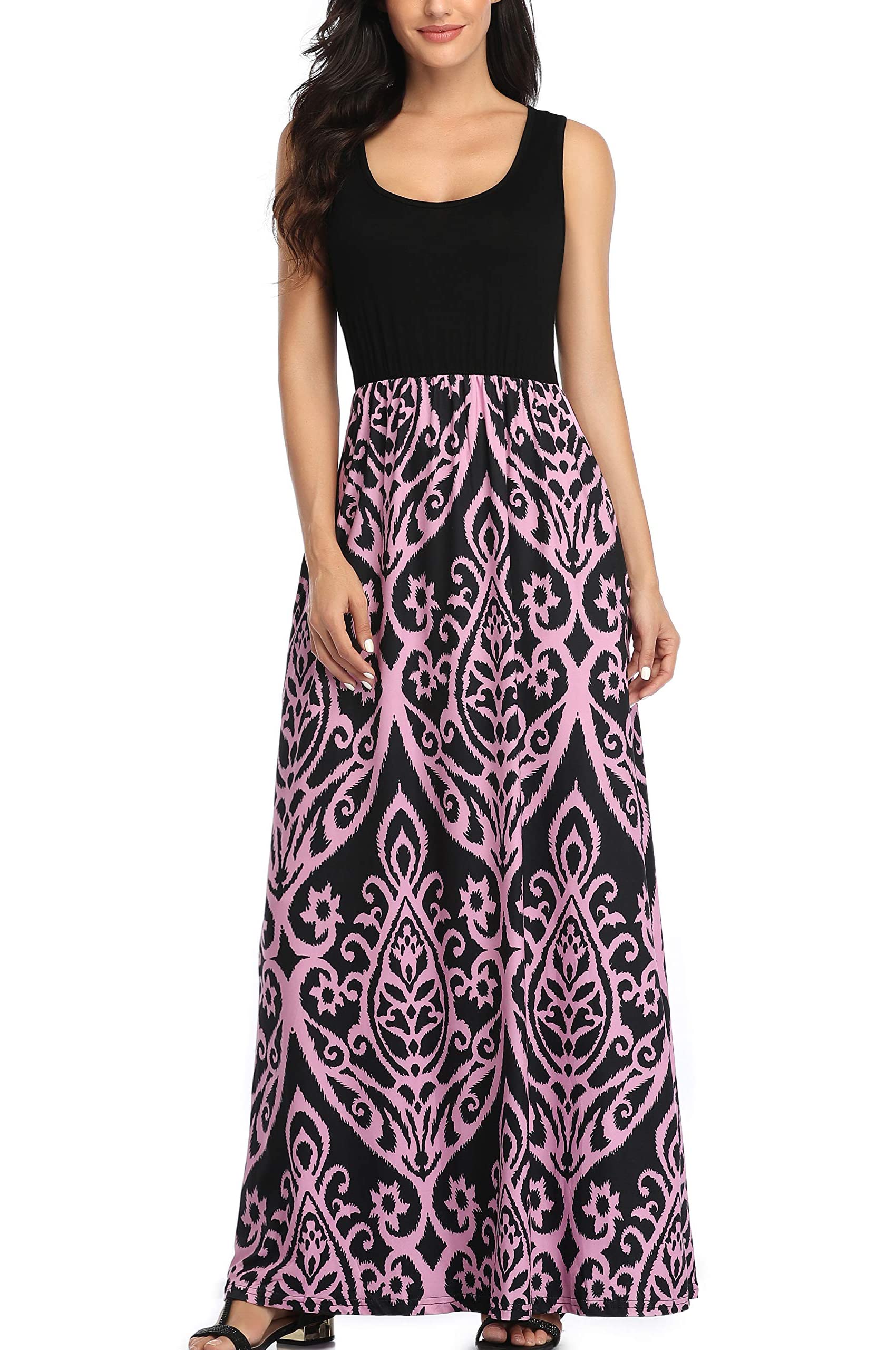 Lacavocor Womens Summer Maxi Dress Tank Top Sleeveless Long Dresses