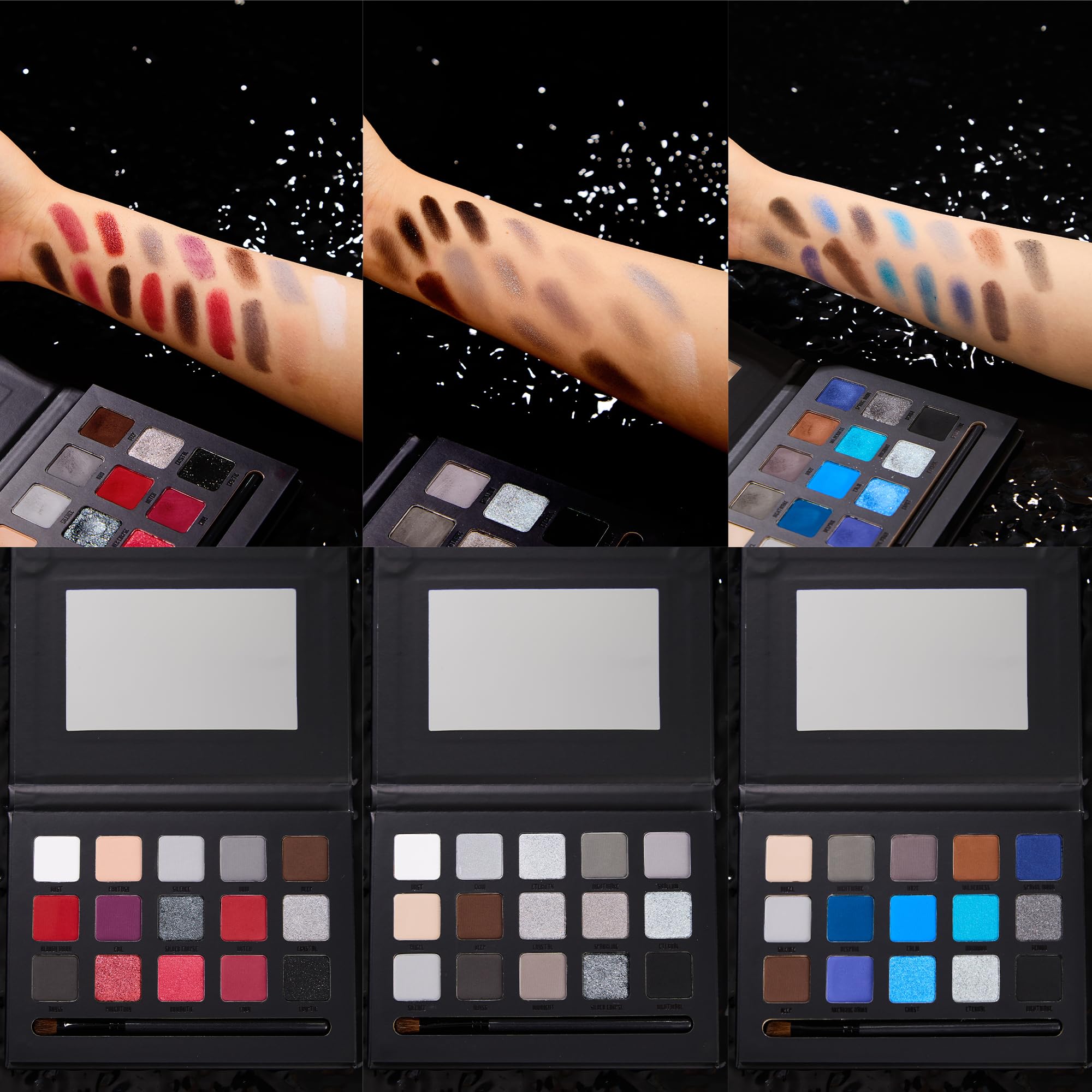 Paleta de sombra de ojos ahumada negra, maquillaje gótico de 15 colores, sombra de ojos gris plateado, alto pigmento, larga duración, paleta de sombra de ojos de tonos fríos, impermeable 7