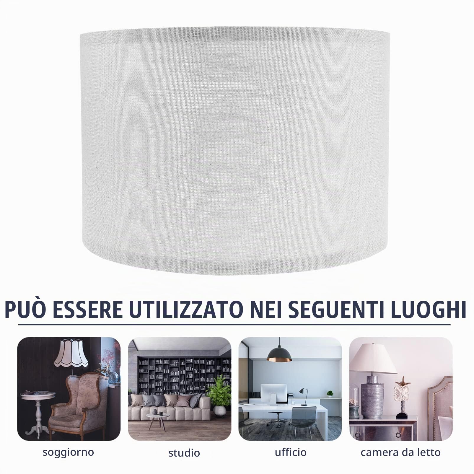 NUOBESTY Lampada Paralume In Stoffa Piccolo Paralume Lampadario In Tessuto Tamburo Coprilampada Staccabile Lampadario Presa E27 (Bianco) Paralumi