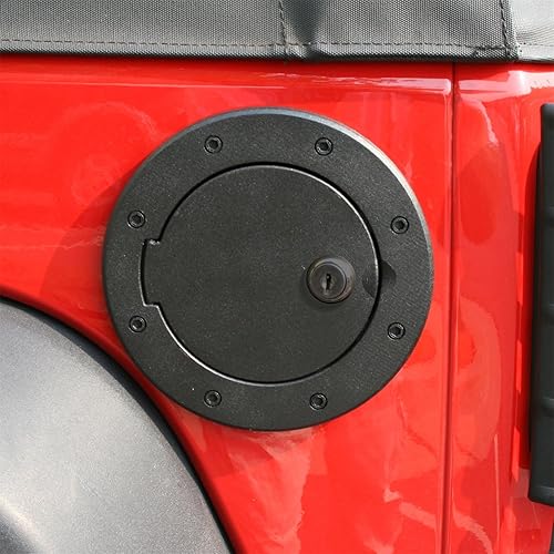 Rugged Ridge Puerta con tapa de gas, bloqueo, aluminio negro 11425.06 Compatible con Jeep Wrangler JK 2007-2018