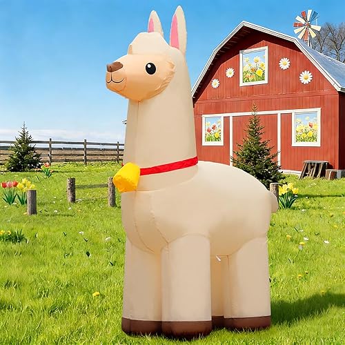 Miniatura 14 de DomKom Inflables de caballos Clydesdale de 9 pies para Navidad, primavera, granja, rancho gigante, animales inflables lindos, decoraciones para