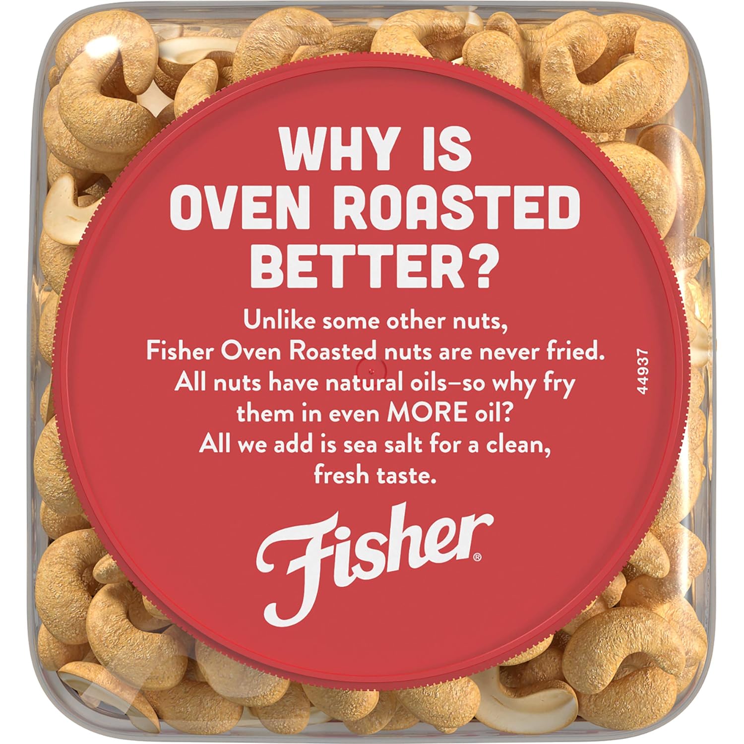 Fisher Oven Roasted Never Fried Whole Cashews, Snacks for Adults, Made With Sea Salt, No Added Oils, Artificial Ingredients or Preservatives, Gluten Free, Vegan Protein, Bulk, 24 Ounces (Pack of 2)