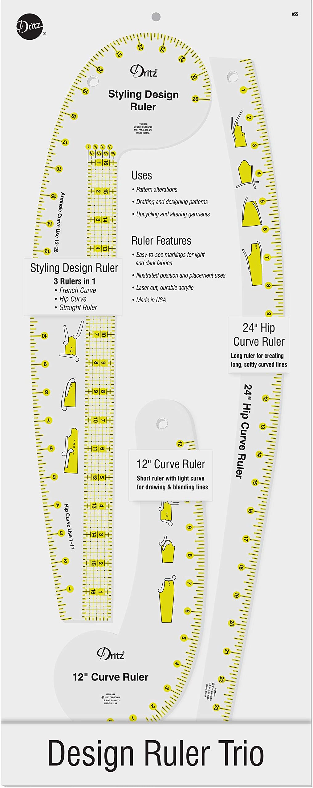 Amazon.com: Vogue Fabrics Fairgate Pattern Making Ruler Kit