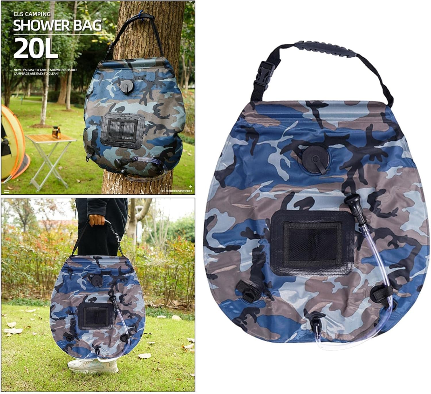 20L Weight Camp Shower Bag with Water Thermometer Rotating Nozzle Leak-Proof Design |Portable Outdoor Camping Solar Shower Climbing Beach Swimming|Hiking Hunting Traveling Heated