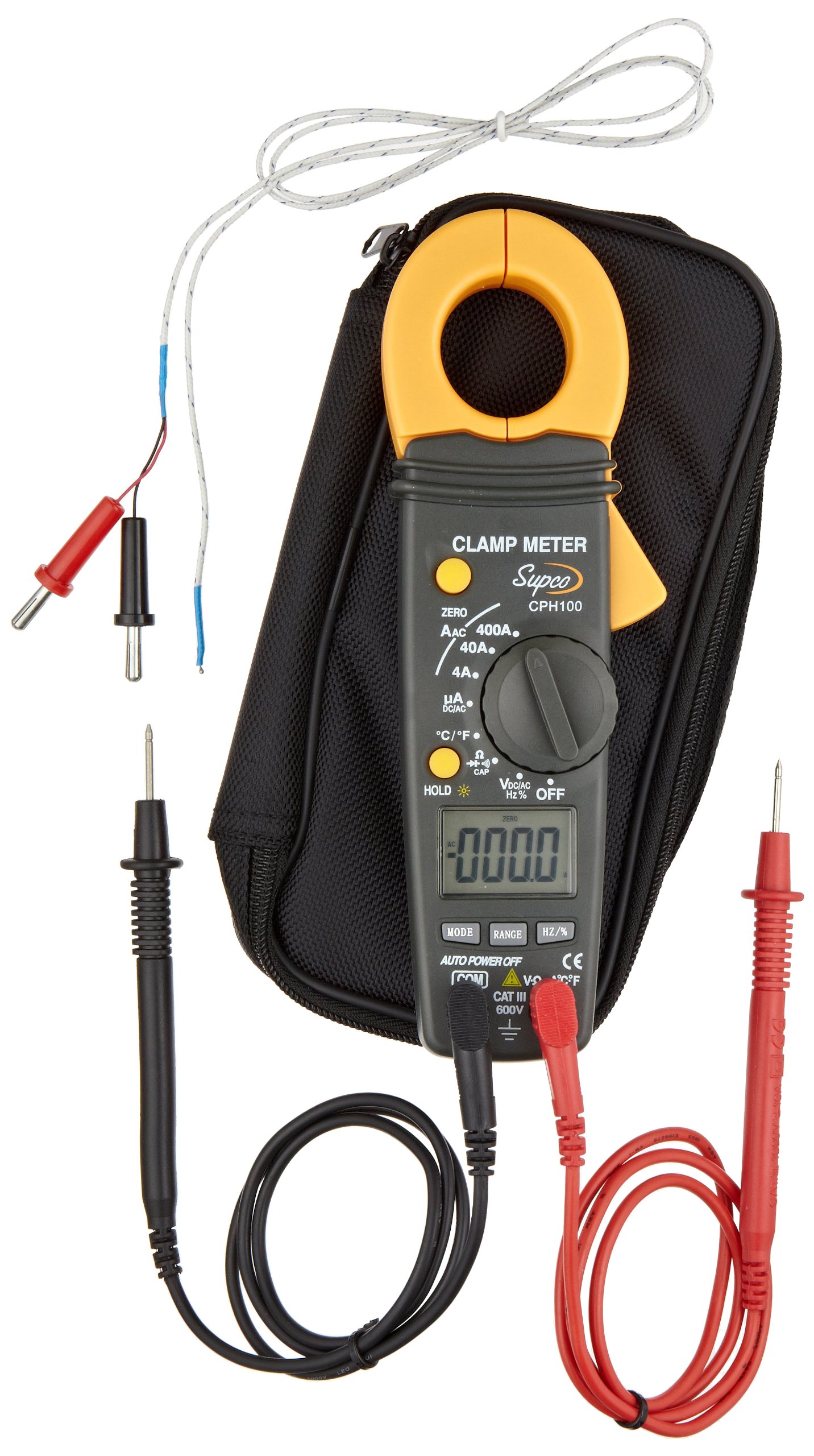 Supco CPH100 HVAC Current Probe with Test Leads, 14 to 122 Degrees F, 600 AC Volts