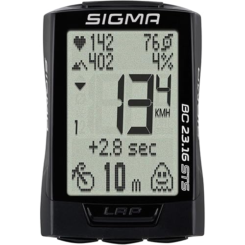 Sigma BC 23.16 STS Digital Wireless Bicycle Computer | Altitude, Cadence & Heart Functions for Competitive Cyclists, Log Upto 500 Hours | Prominent Display, IPX8 Water Resistant, Tool-Free Mounting