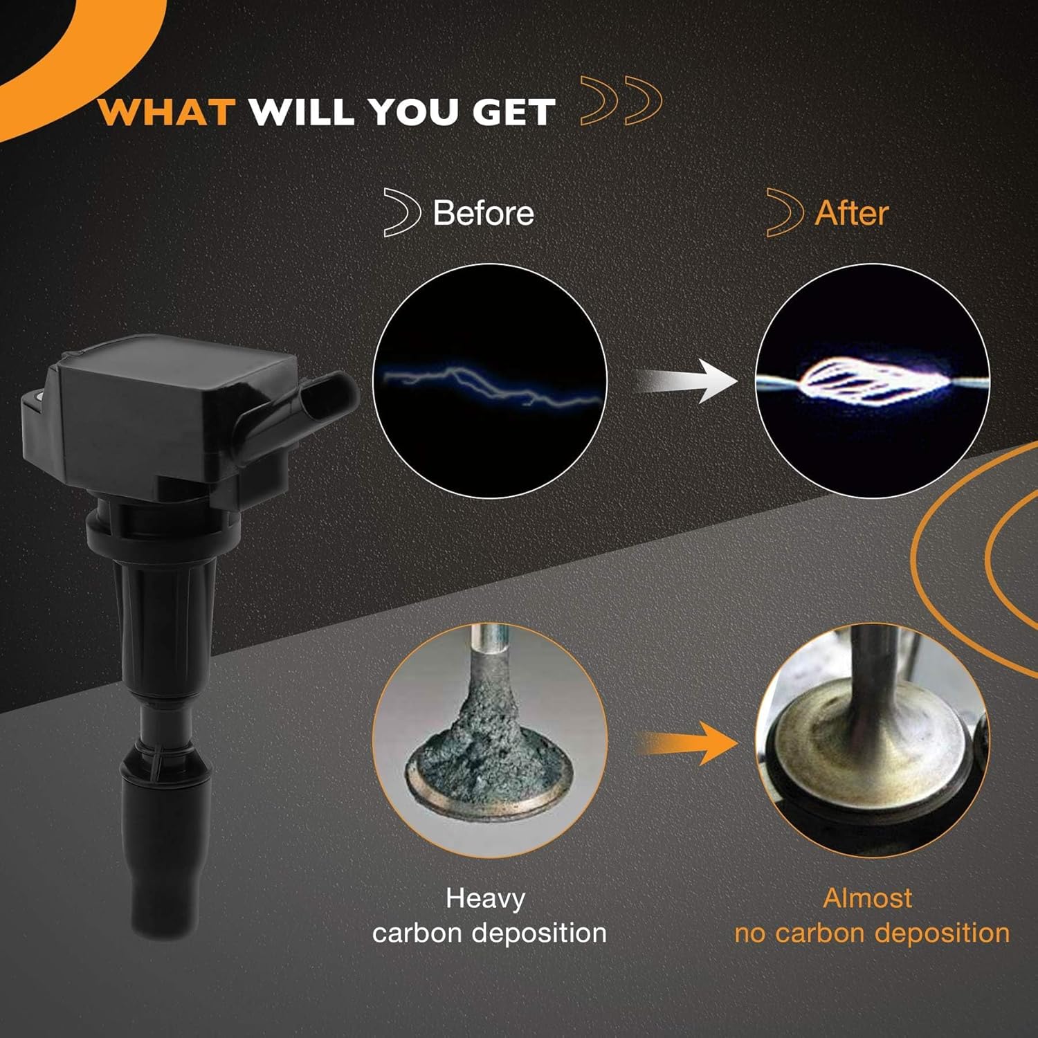 HQPASFY UF764 Ignition Coil Pack Set of 4 Compatible with Hyundai Sonata Santa Tucton, Kia Optima Sportage Sorento, Genesis 2.0L 2.4L Repalce# GN10730, 5C2091