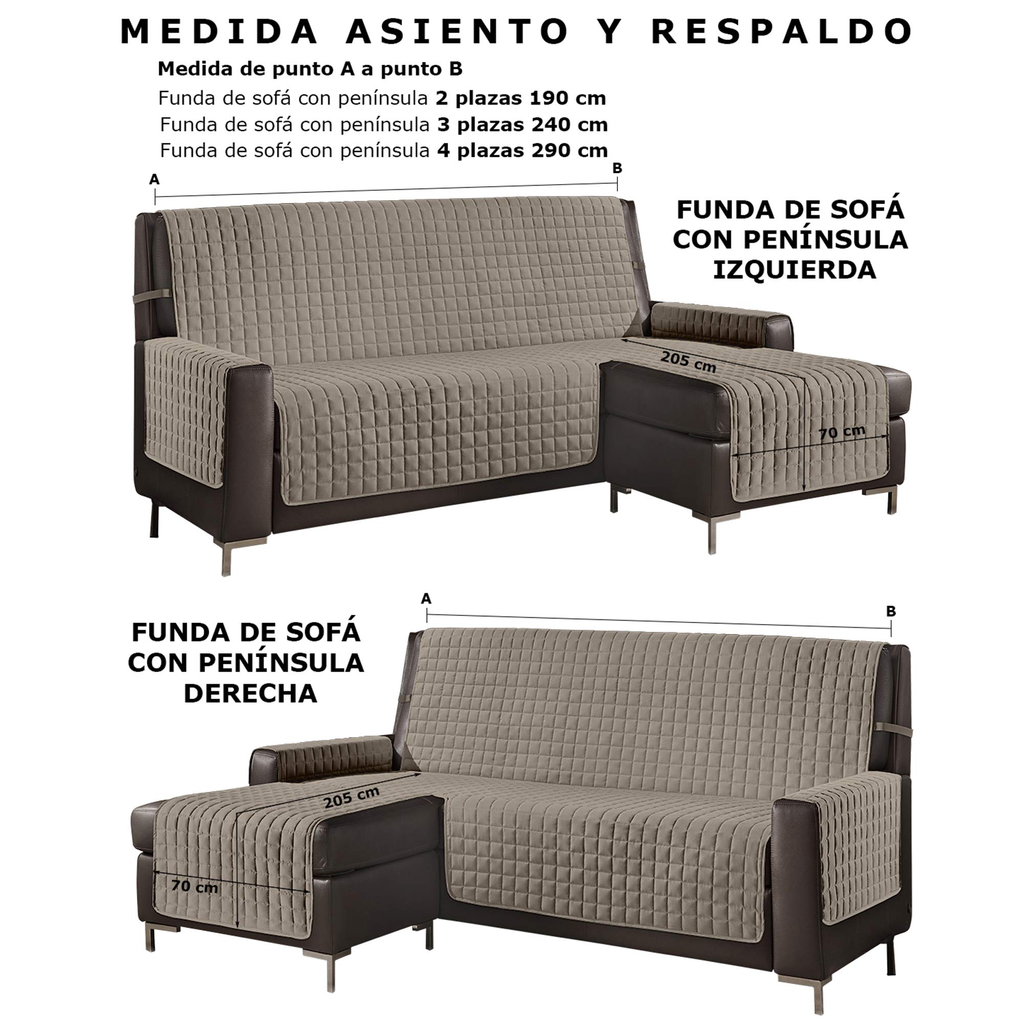 Banzaii Funda Sofá para Chaise Longue Acolchada 4 Plazas (290 cm) Reversible para Chaise Longue Izquierda/Derecha, Arena