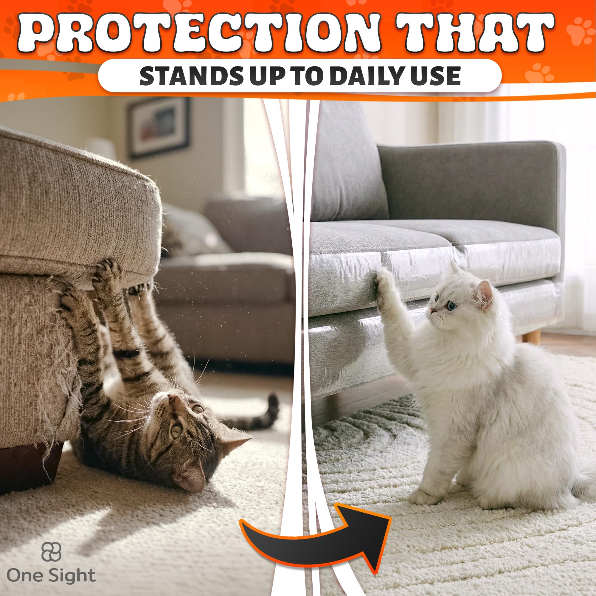 One Sight Cinta disuasoria de Entrenamiento Anti arañazos para Gatos, 4 Pulgadas x 30 Yardas, Protector Transparente de Doble Cara para Muebles de Gatos, Protector de Muebles para Gatos, Cinta