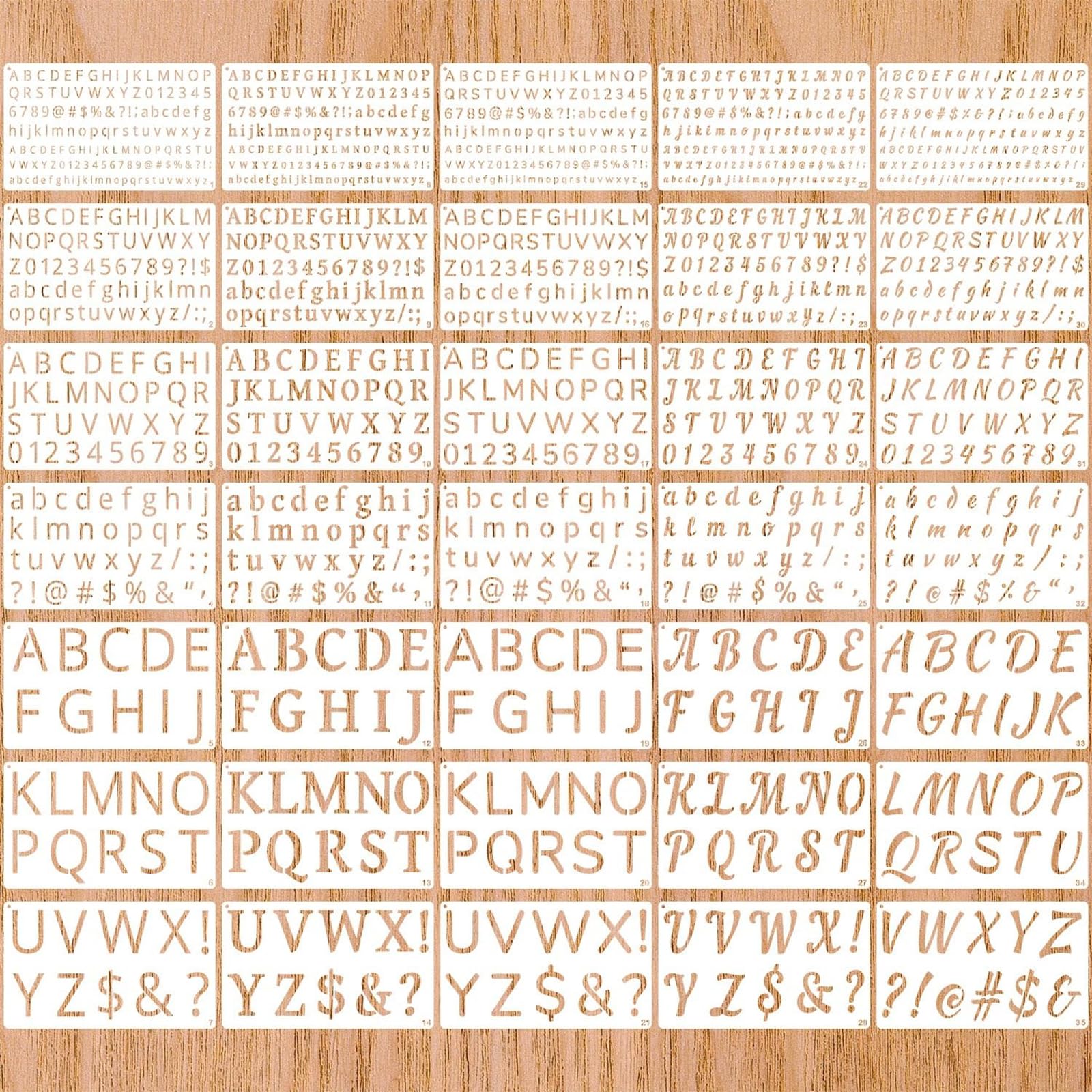 35 Pezzi Piccoli Numeri e Lettere Stencil in Plastica per Progetti Fai da Te, Stencil Lettere, Stencil Lettere (9,8 x 5,9 pollici)