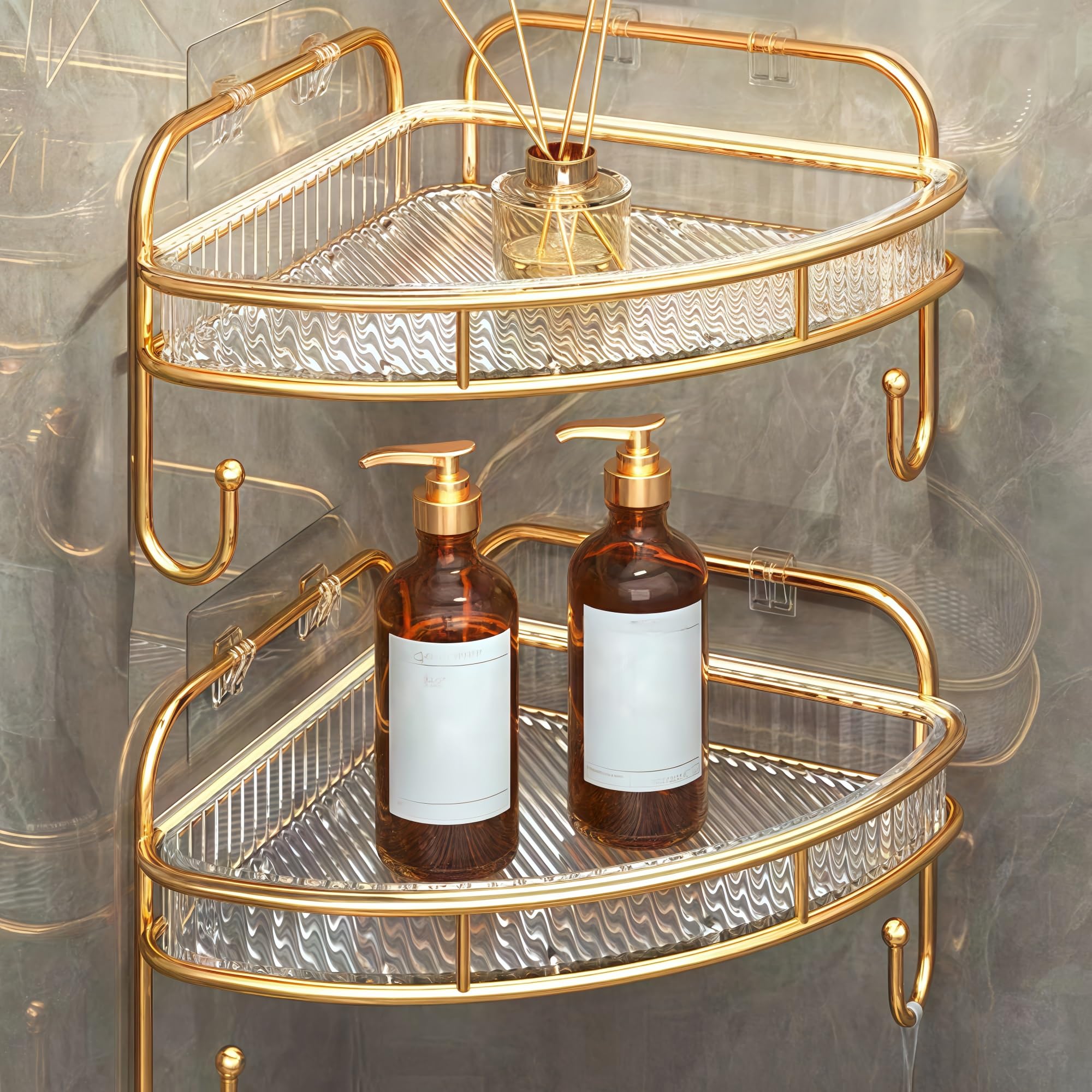 Estante de esquina de baño ideal para ordenar la ducha y la cocina compacta