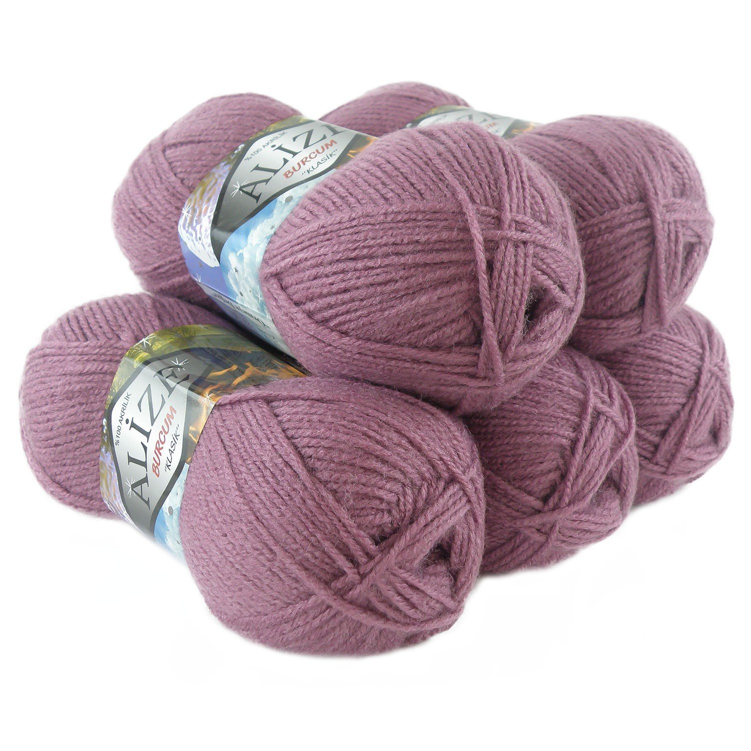 5 x 100 g Knitting Yarn Alize Burcum Plain / Plain Choice of Colour 28 Rose