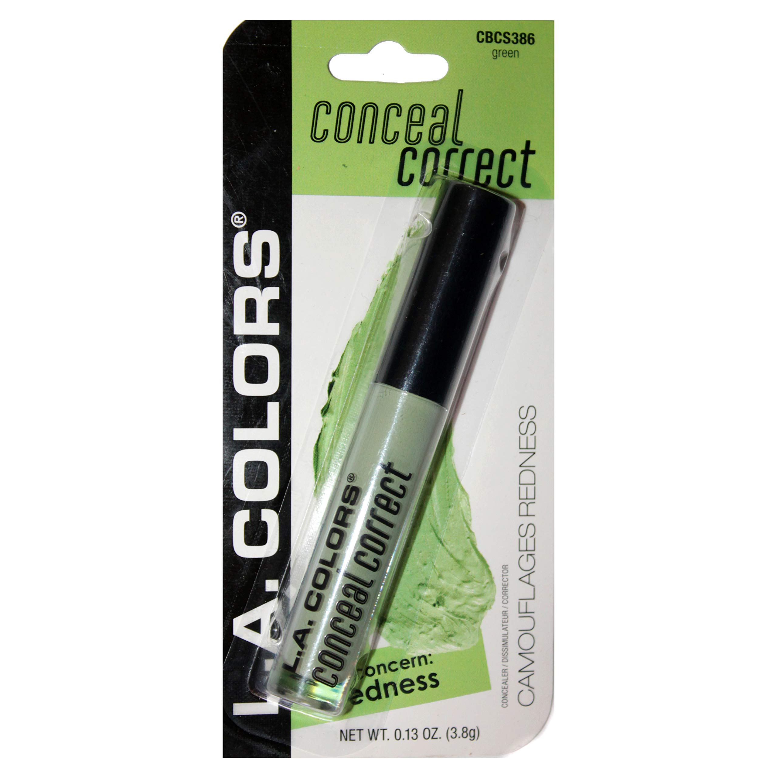 L A Colors 1 Tube Conceal Correct Color Correcting Formula Concealer - Green Covers Blemishes and Minimizes Redness