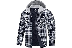 TACVASEN Men's Hooded Quilted Lined Flannel Shirt Jacket