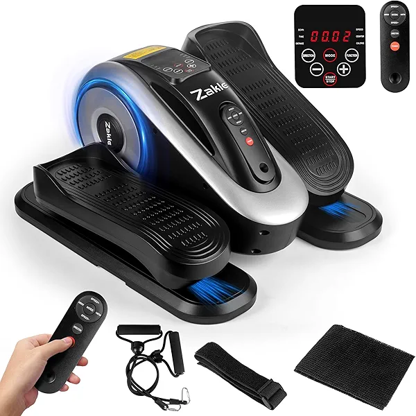 Zakle Under Desk Elliptical Machine, Electric Seated Pedal Exerciser w/Remote Control & 12 Adjustable Speeds, Fully Assembled Elliptical Training Machine for Home Office