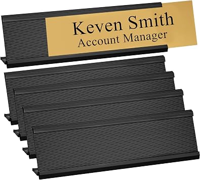 2" x 8" Aluminum Desk Name Plate Holder, Office Business Desk Sign Holder for Meeting Room Desk or Other Business Event -5 Pack Black