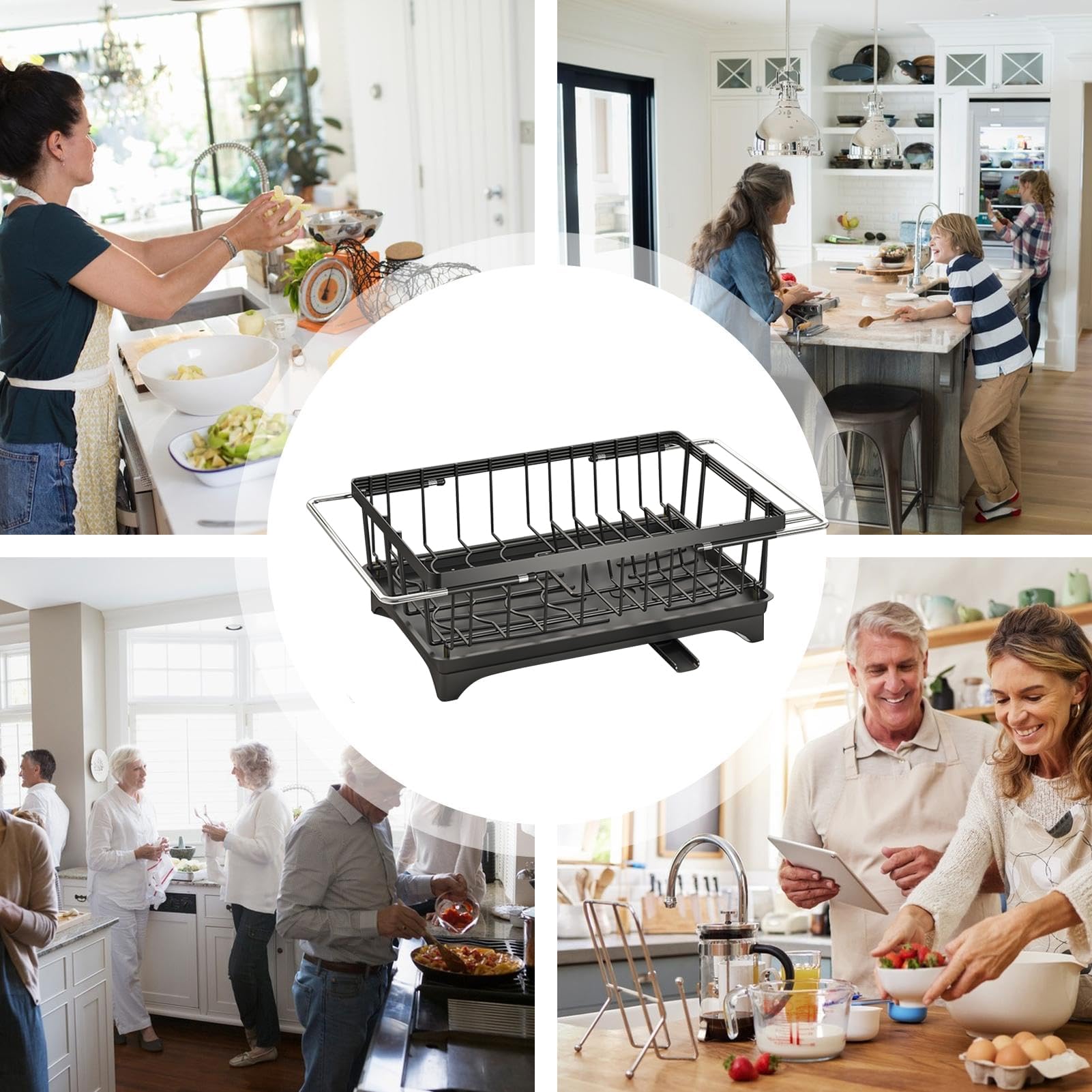 Escurreplatos expandible para fregadero, escurridor rápido para platos, cuencos, frutas, verduras, cubiertos, ideal para ahorrar espacio para apartamentos y casas pequeñas