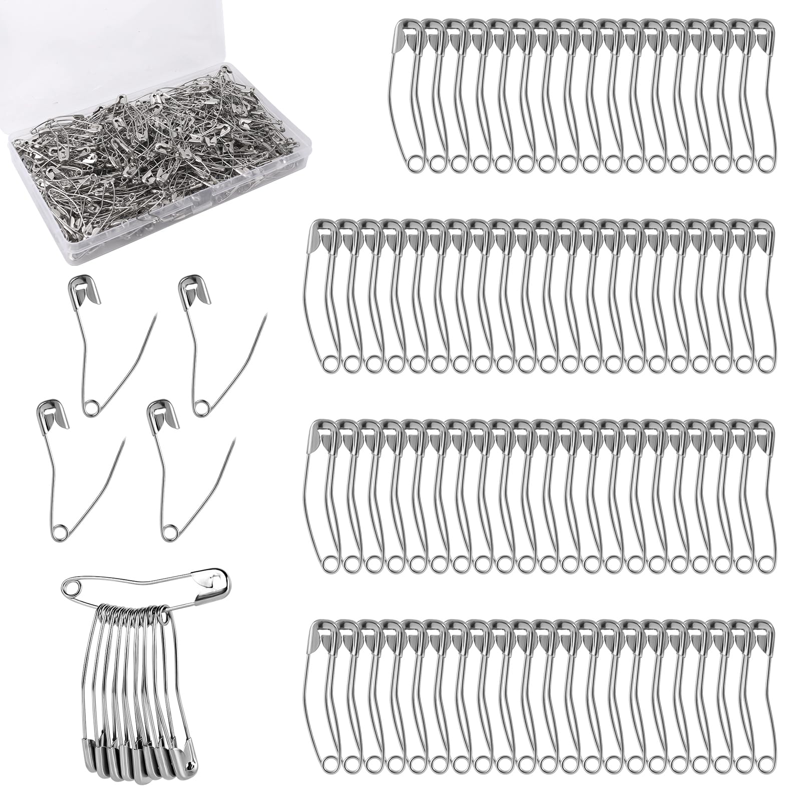 400pcs Curved Safety Pins, 1.5in/3.8cm — image 1
