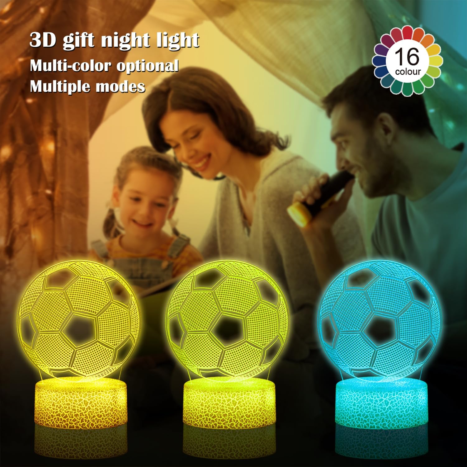 Kids Toys 3D Night Light,Superhero Christmas Gift Birthday 3D Illusion Lamp for Kid Girl Boy Room Decor, 16 Colors Remote Control image 5