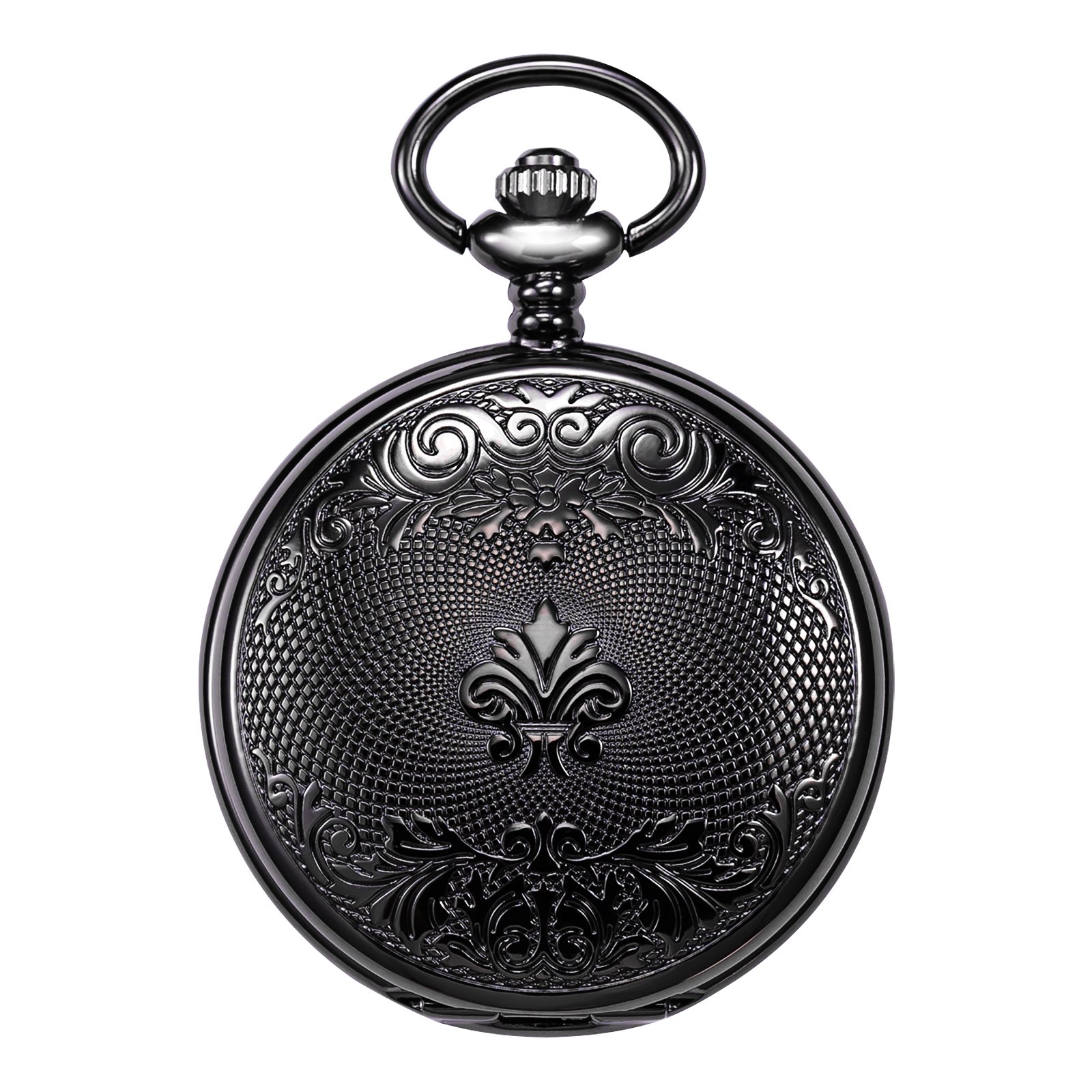 TREEWETO Reloj de bolsillo vintage timón hueco mecánico Steampunk esqueleto números romanos Fob reloj con cadena para hombres y mujeres