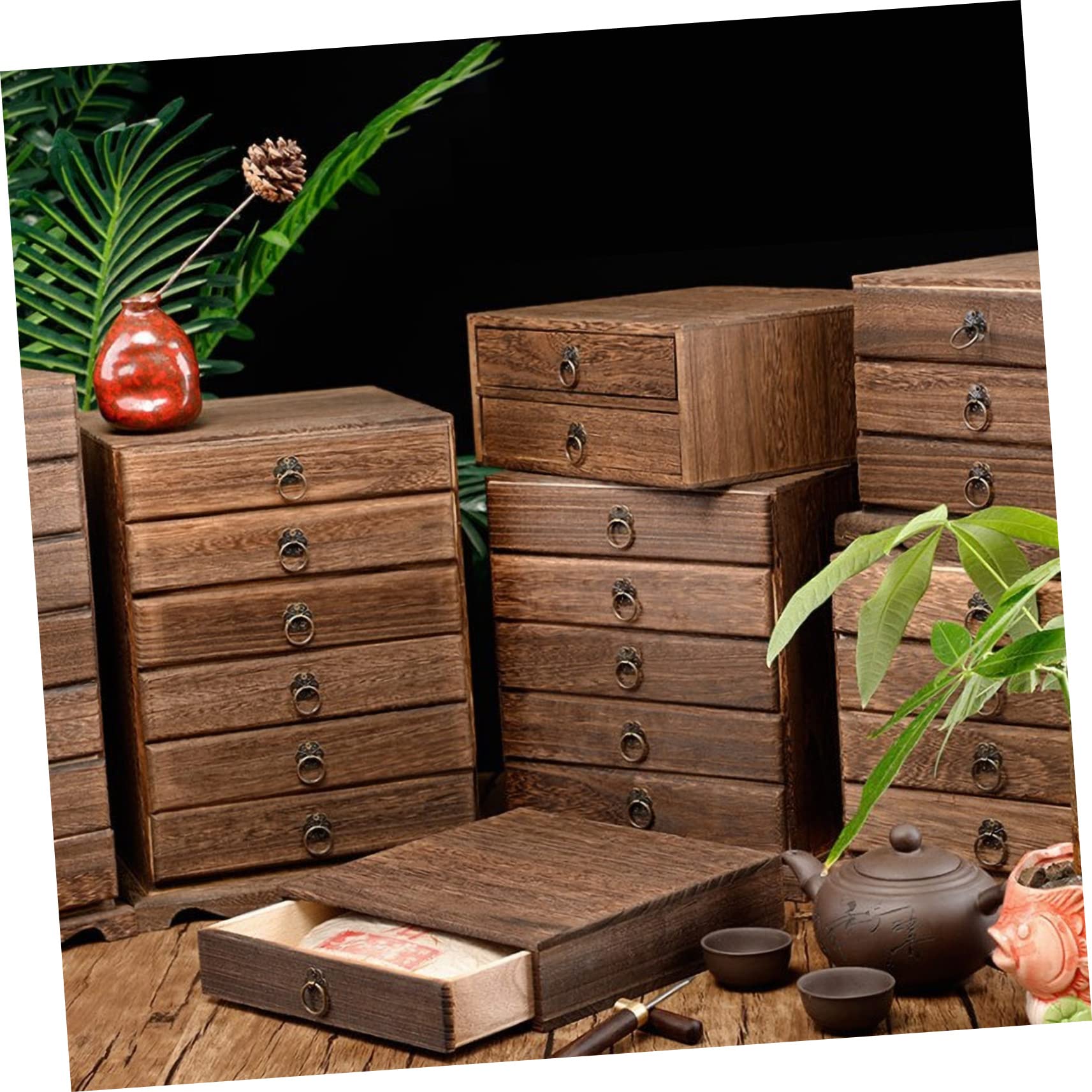 Zerodeko Caja de Té de Madera de Estilo Vintage Cajón, Marrón