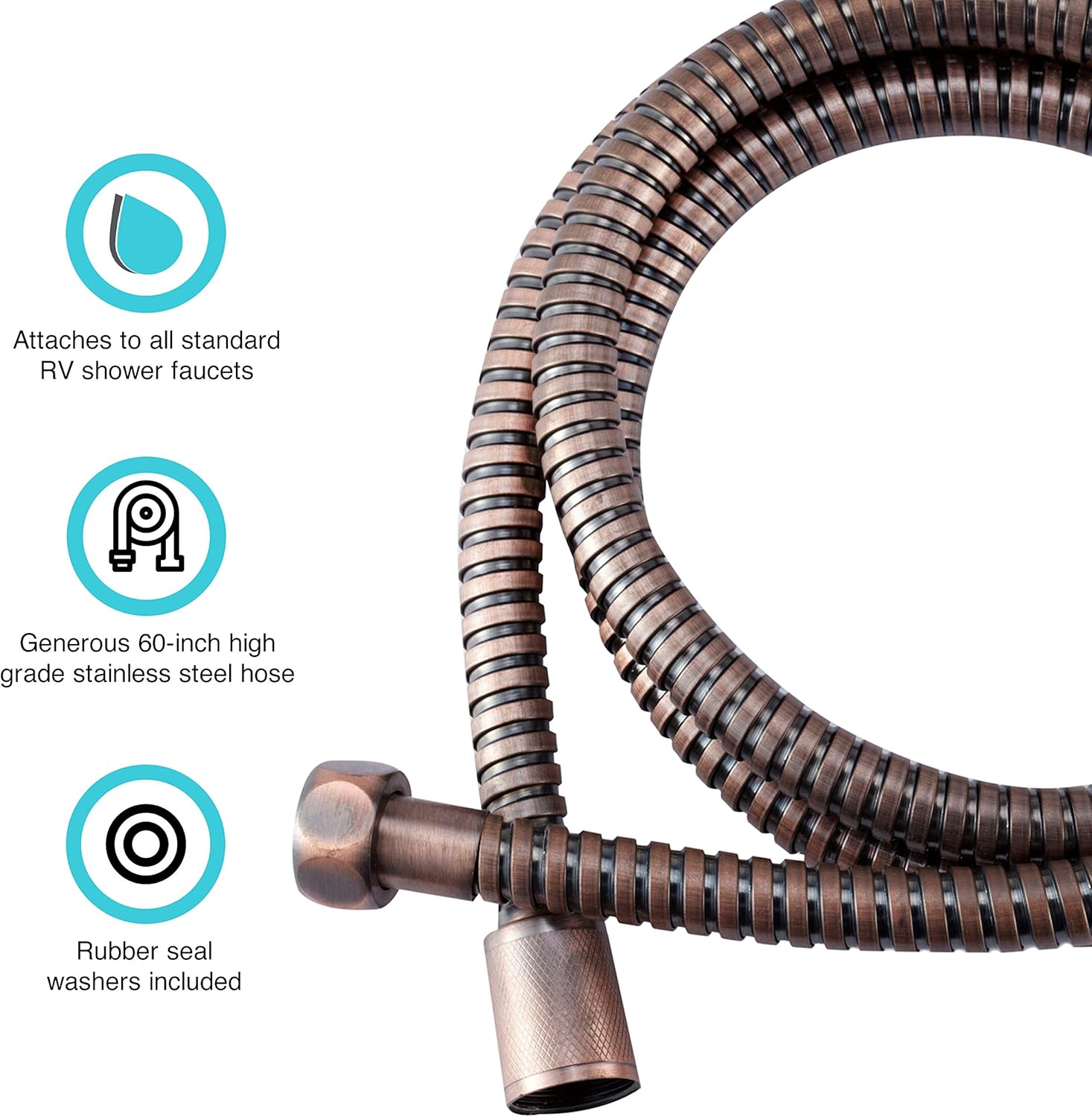 Dura Faucet DF-SA200-ORB RV 60 inch Flexible Stainless Steel Handheld Shower Head Hose (Oil Rubbed Bronze)